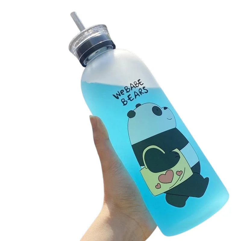 We Babe Bears Frosted Plastic Water Bottle with Straw 1000ml