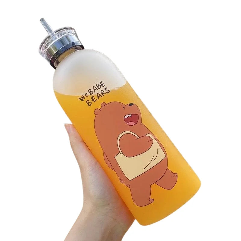We Babe Bears Frosted Plastic Water Bottle with Straw 1000ml