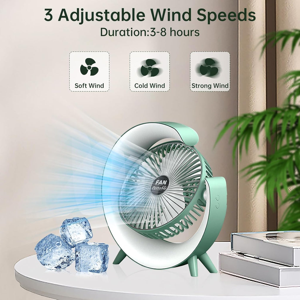 Colorful LED Light, USB Rechargeable Fan