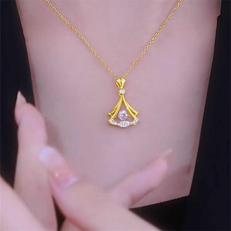 Gold plated fan necklace